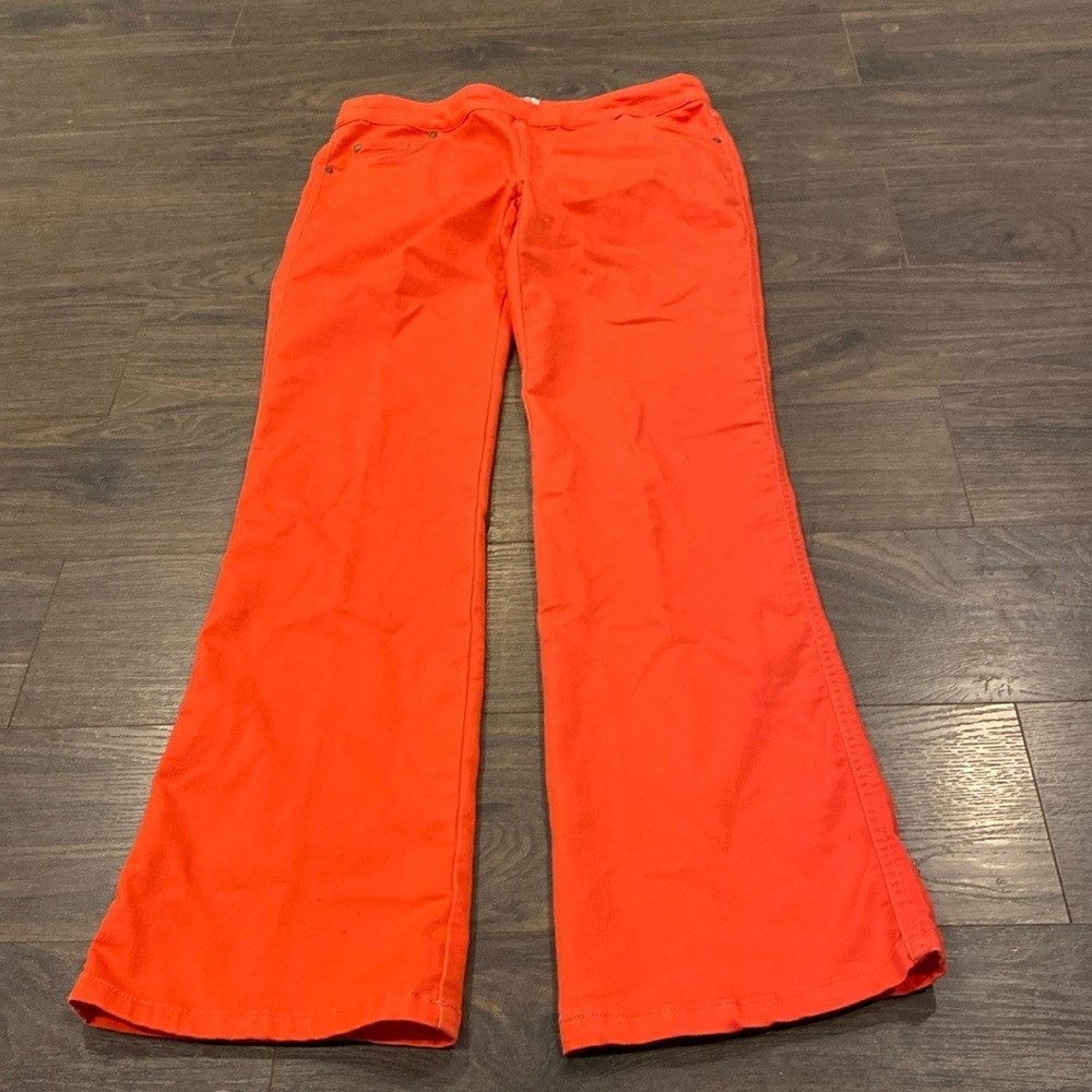 Pajama Jeans coral flare jeggings size small GC
